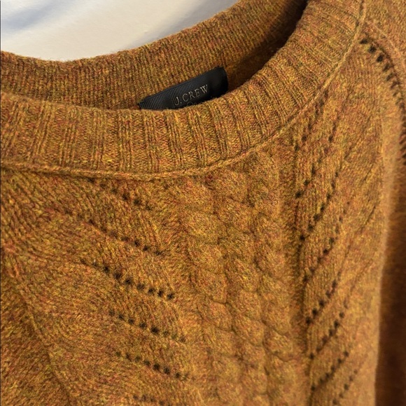 J. Crew Mustard Brown soft 100% wool Crew Neck Sweater size XL - Picture 5 of 10